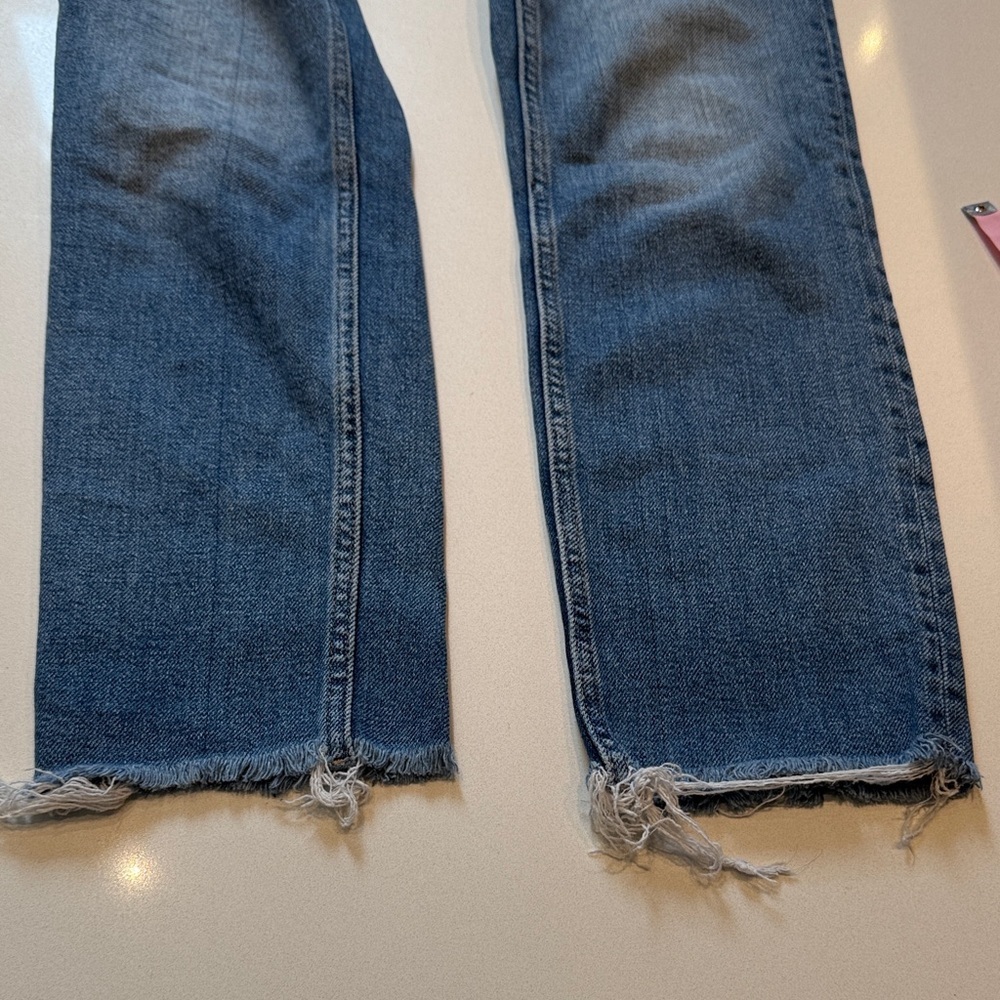 Topshop Moto High Rise Cropped Women's Blue Straight Leg Jeans, Size 26 - Picture 10 of 11